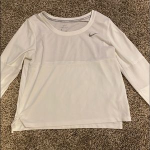 White cropped nike long sleeve.
